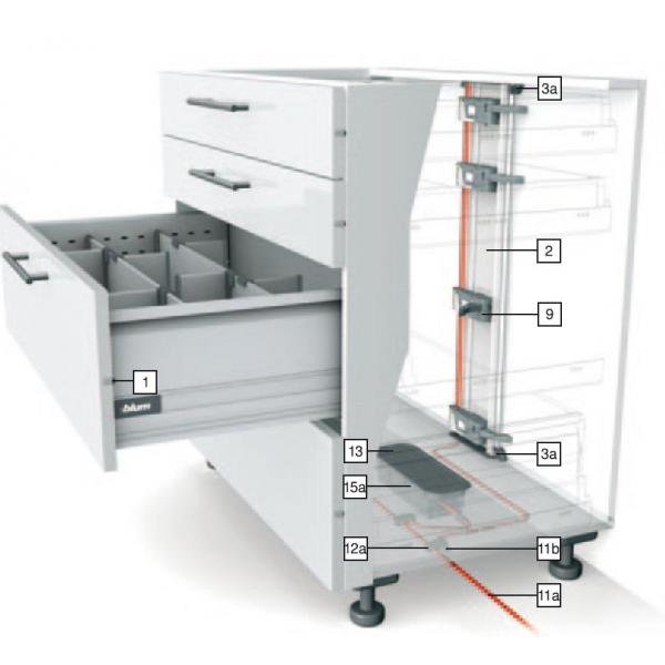 SERVO-DRIVE Trägerprofil vertikal, Länge=800 mm, LKH=810-819 mm, mit Kabel, Aluminium, zum Ablängen, Z10T800AA